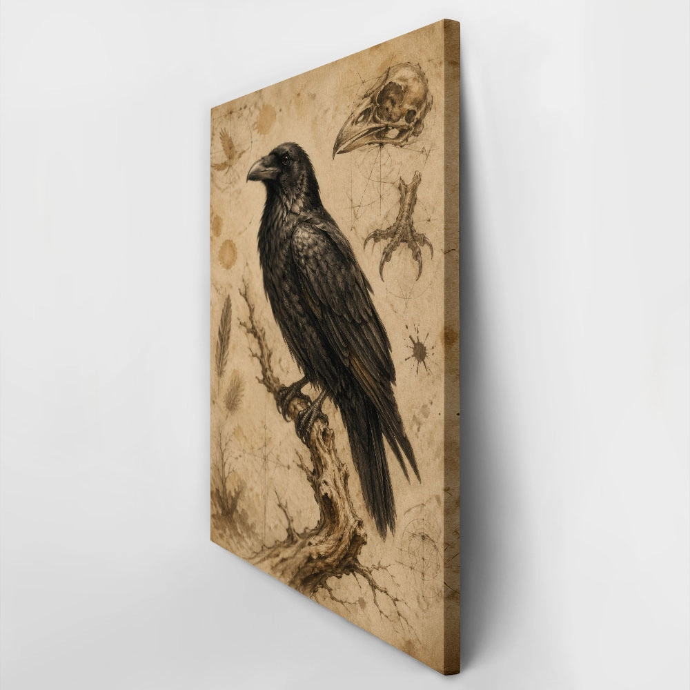 Πίνακας σε Καμβά VINTAGE DARK ACADEMIA RAVEN 2