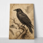 Πίνακας σε Καμβά VINTAGE DARK ACADEMIA RAVEN