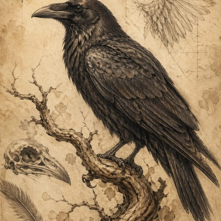 Πίνακας σε Καμβά VINTAGE DARK ACADEMIA RAVEN -  Sticky 5