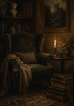 Πίνακας σε Καμβά VINTAGE DARK ACADEMIA READING CORNER