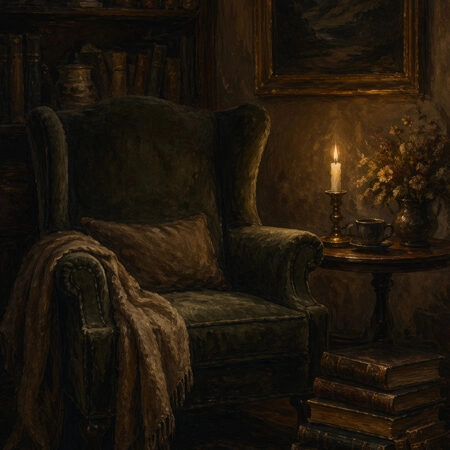 Πίνακας σε Καμβά VINTAGE DARK ACADEMIA READING CORNER -  Sticky 5