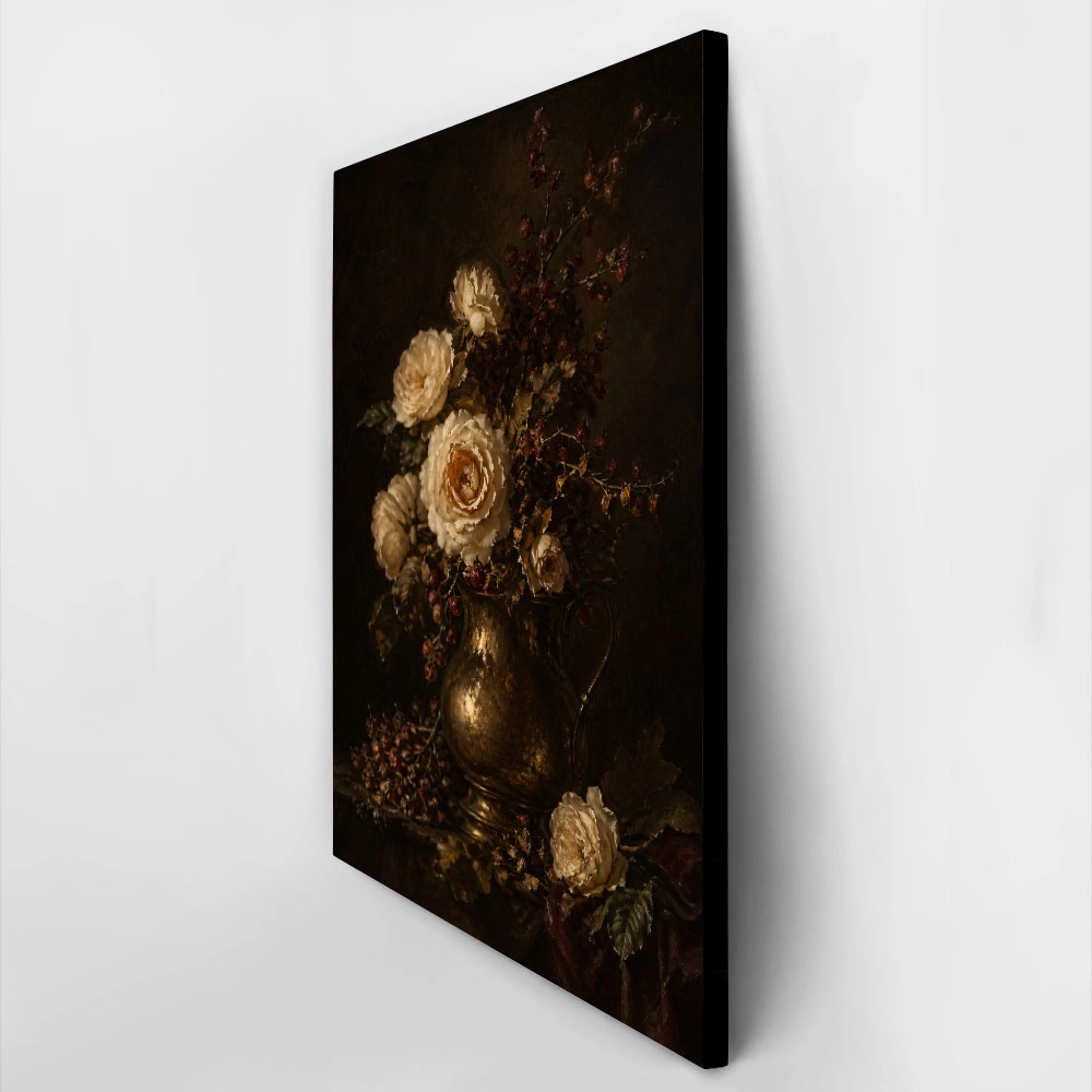 Πίνακας σε Καμβά VINTAGE DARK ACADEMIA ROSES VASE 2