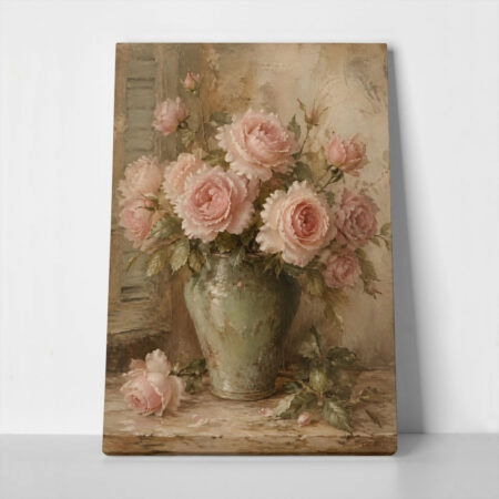 Πίνακας σε Καμβά VINTAGE DARK ACADEMIA ROSES VASE 3