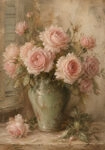 Πίνακας σε Καμβά VINTAGE DARK ACADEMIA ROSES VASE 3
