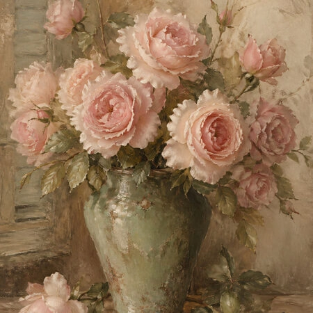 Πίνακας σε Καμβά VINTAGE DARK ACADEMIA ROSES VASE 3 - Vintage Sticky 5