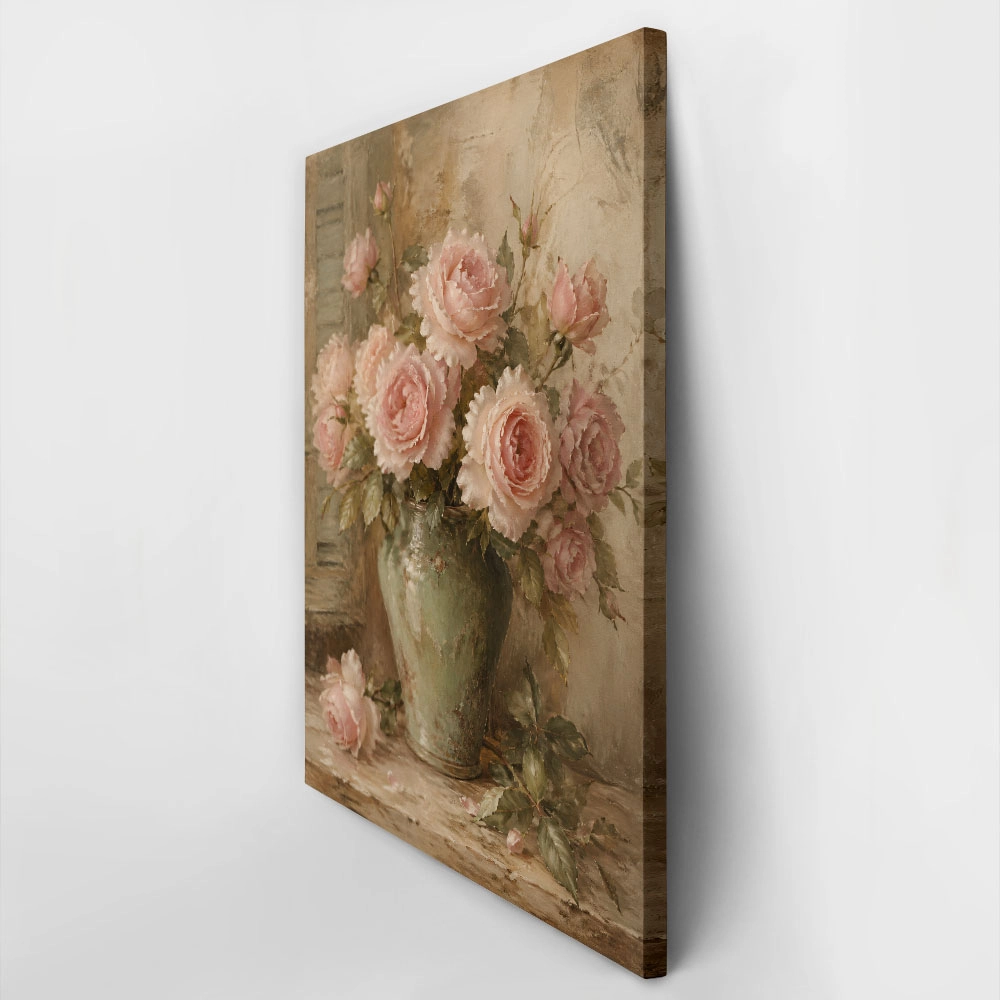 Πίνακας σε Καμβά VINTAGE DARK ACADEMIA ROSES VASE 3