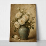 Πίνακας σε Καμβά VINTAGE DARK ACADEMIA ROSES VASE 4