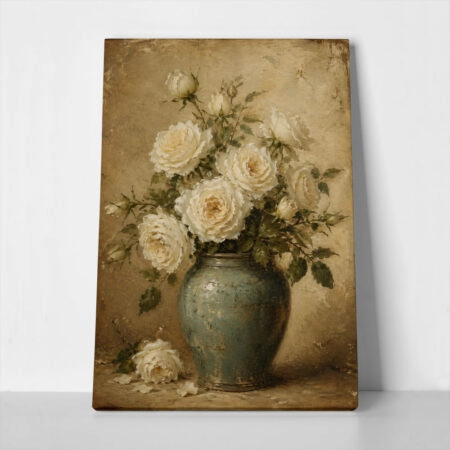 Πίνακας σε Καμβά VINTAGE DARK ACADEMIA ROSES VASE 4