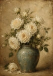 Πίνακας σε Καμβά VINTAGE DARK ACADEMIA ROSES VASE 4
