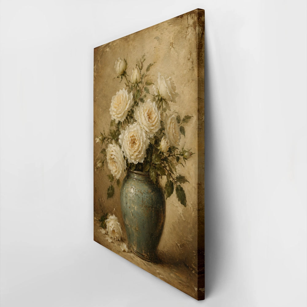 Πίνακας σε Καμβά VINTAGE DARK ACADEMIA ROSES VASE 4