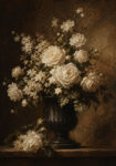 Πίνακας σε Καμβά VINTAGE DARK ACADEMIA ROSES VASE