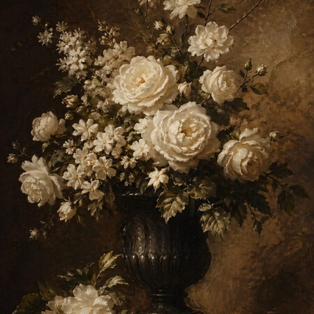Πίνακας σε Καμβά VINTAGE DARK ACADEMIA ROSES VASE - Vintage Sticky 5