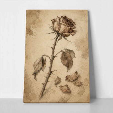 Πίνακας σε Καμβά VINTAGE DARK ACADEMIA ROSE - 