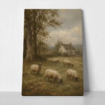 Πίνακας σε Καμβά VINTAGE DARK ACADEMIA SHEEP