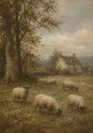 Πίνακας σε Καμβά VINTAGE DARK ACADEMIA SHEEP