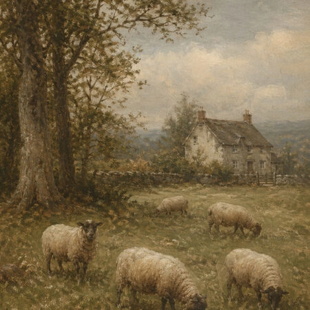 Πίνακας σε Καμβά VINTAGE DARK ACADEMIA SHEEP - Vintage Sticky 5