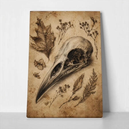 Πίνακας σε Καμβά VINTAGE DARK ACADEMIA SKULL 2 - 