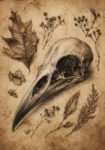 Πίνακας σε Καμβά VINTAGE DARK ACADEMIA SKULL 2