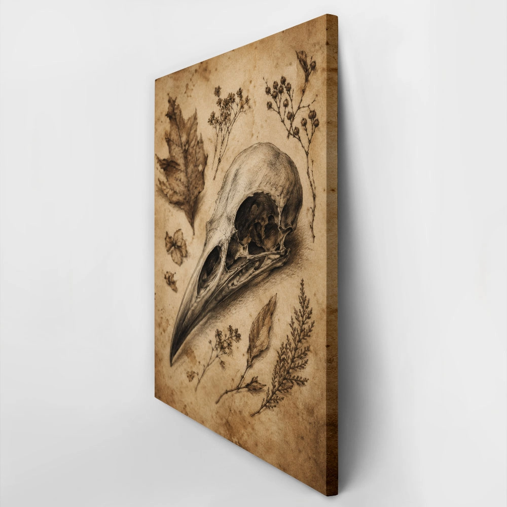 Πίνακας σε Καμβά VINTAGE DARK ACADEMIA SKULL 2
