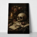 Πίνακας σε Καμβά VINTAGE DARK ACADEMIA SKULL 3