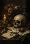 Πίνακας σε Καμβά VINTAGE DARK ACADEMIA SKULL 3