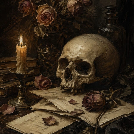 Πίνακας σε Καμβά VINTAGE DARK ACADEMIA SKULL 3 -  Sticky 5