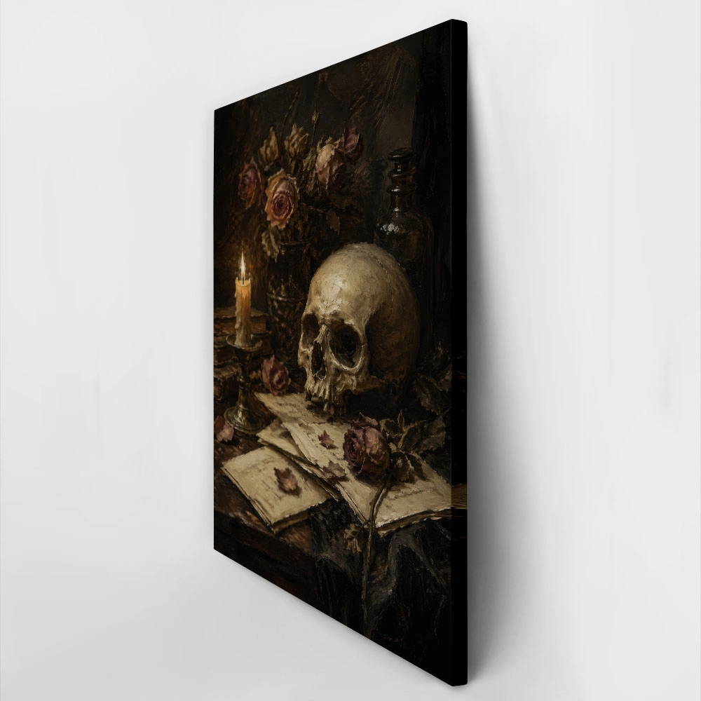 Πίνακας σε Καμβά VINTAGE DARK ACADEMIA SKULL 3