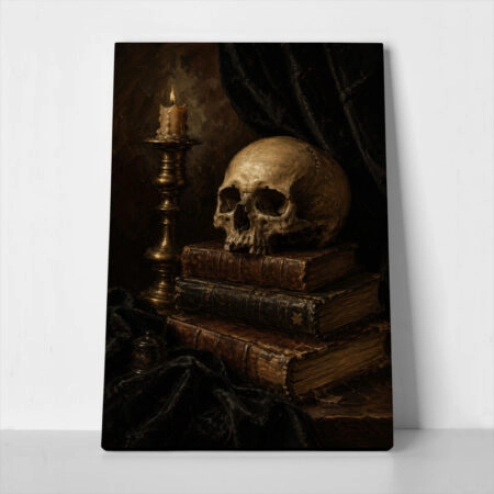 Πίνακας σε Καμβά VINTAGE DARK ACADEMIA SKULL 4 - 