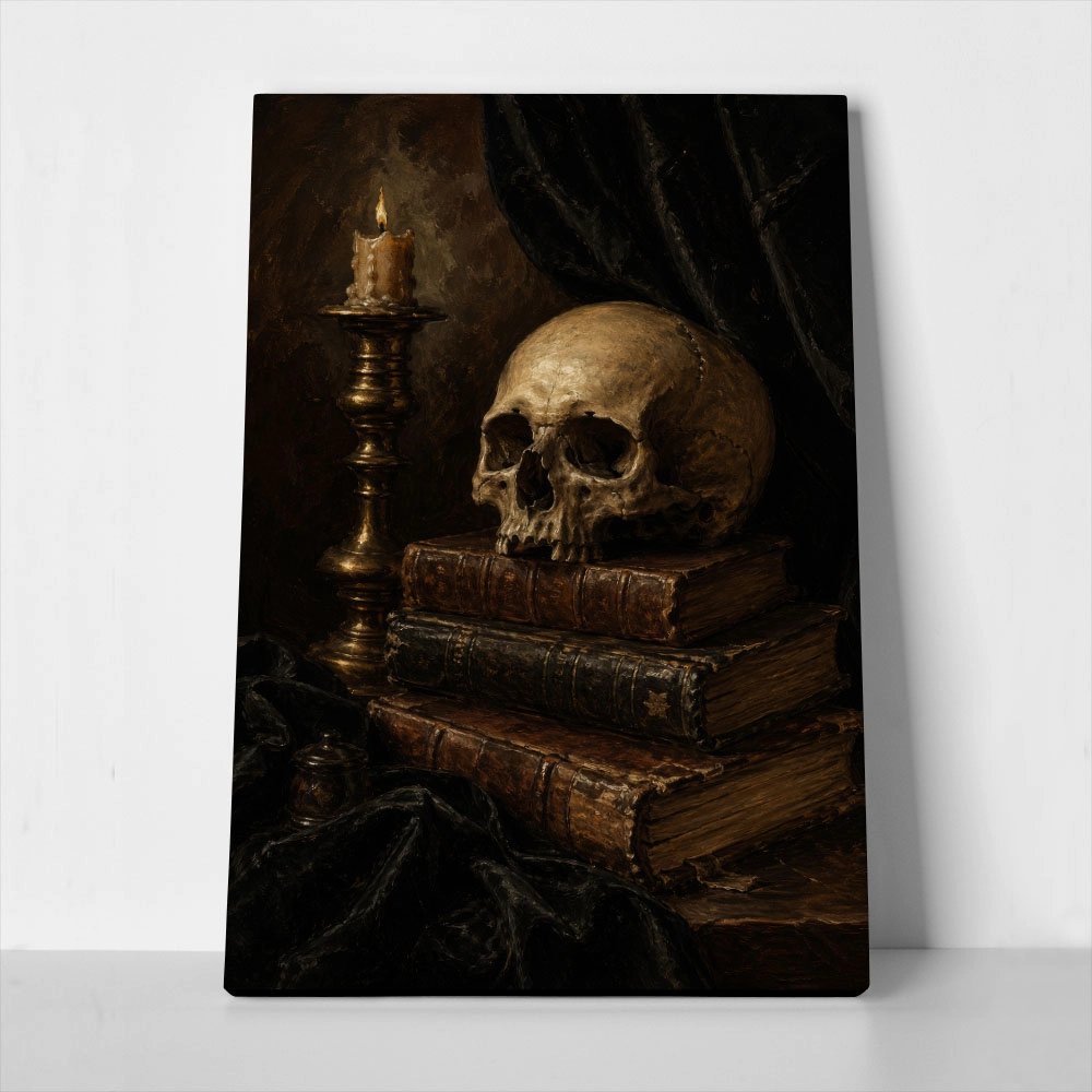 Πίνακας σε Καμβά VINTAGE DARK ACADEMIA SKULL 4