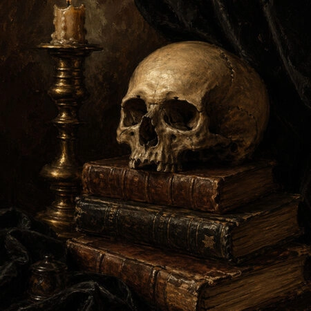 Πίνακας σε Καμβά VINTAGE DARK ACADEMIA SKULL 4 -  Sticky 5