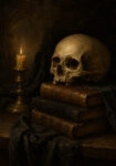 Πίνακας σε Καμβά VINTAGE DARK ACADEMIA SKULL