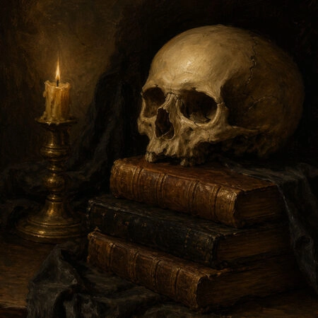 Πίνακας σε Καμβά VINTAGE DARK ACADEMIA SKULL - Vintage Sticky 5