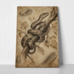 Πίνακας σε Καμβά VINTAGE DARK ACADEMIA SNAKE