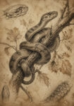 Πίνακας σε Καμβά VINTAGE DARK ACADEMIA SNAKE