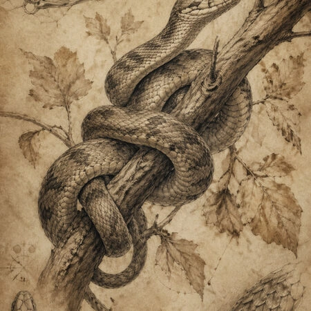Πίνακας σε Καμβά VINTAGE DARK ACADEMIA SNAKE -  Sticky 5