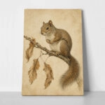 Πίνακας σε Καμβά VINTAGE DARK ACADEMIA SQUIRREL