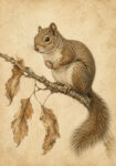 Πίνακας σε Καμβά VINTAGE DARK ACADEMIA SQUIRREL