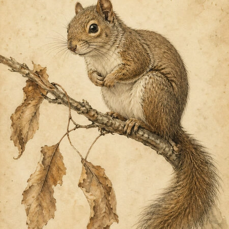 Πίνακας σε Καμβά VINTAGE DARK ACADEMIA SQUIRREL - Vintage Sticky 5