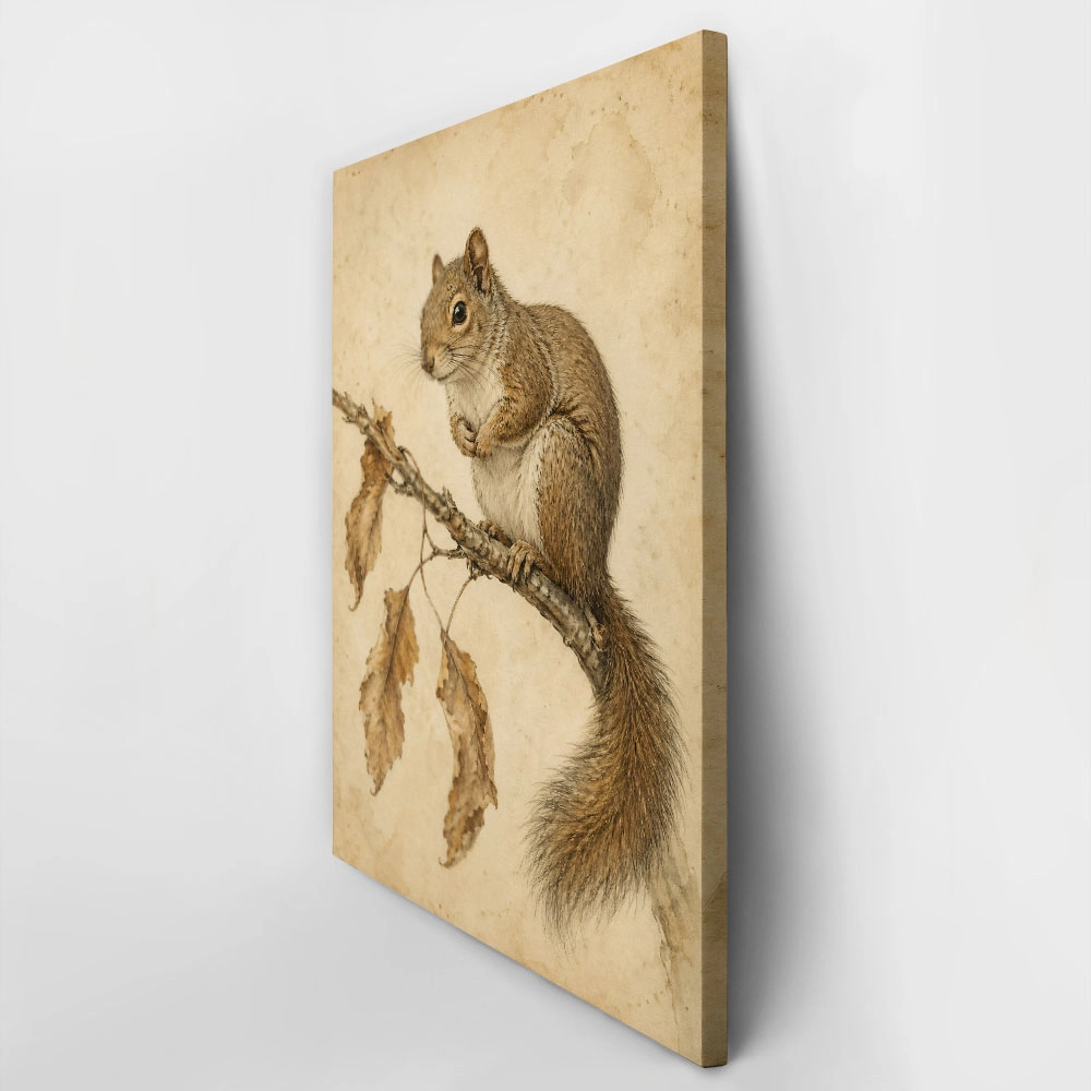 Πίνακας σε Καμβά VINTAGE DARK ACADEMIA SQUIRREL