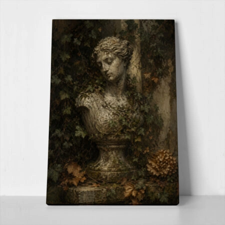 Πίνακας σε Καμβά VINTAGE DARK ACADEMIA STATUE - Vintage