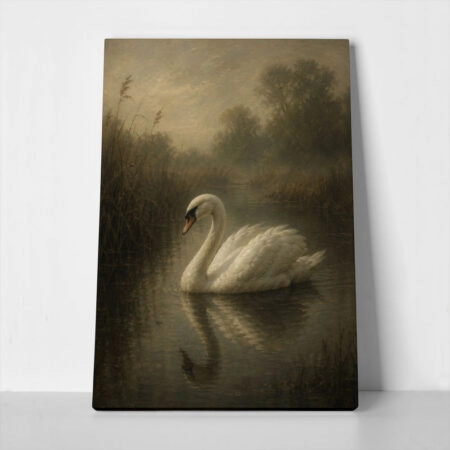 Πίνακας σε Καμβά VINTAGE DARK ACADEMIA SWAN 2