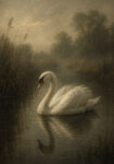 Πίνακας σε Καμβά VINTAGE DARK ACADEMIA SWAN 2
