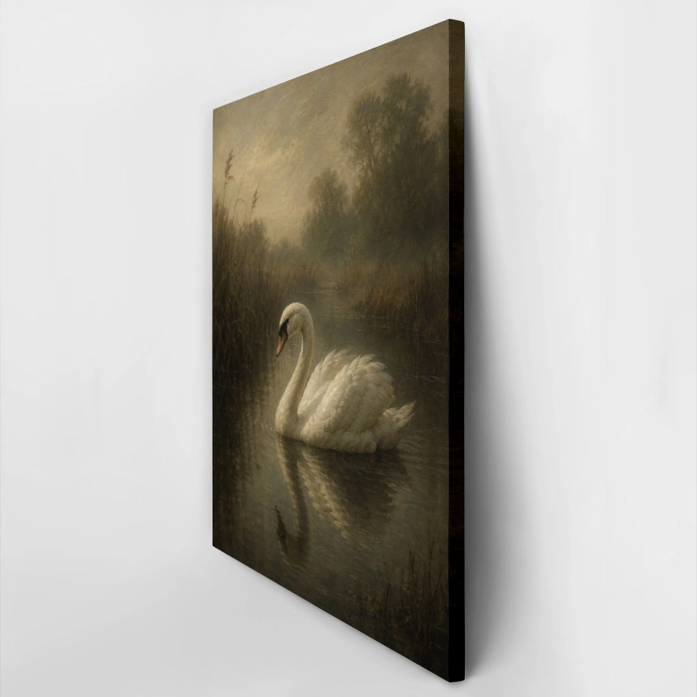 Πίνακας σε Καμβά VINTAGE DARK ACADEMIA SWAN 2