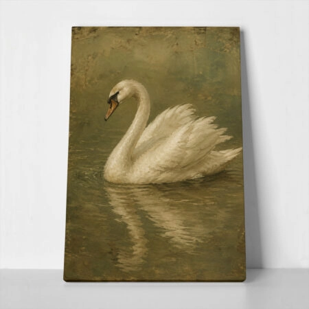 Πίνακας σε Καμβά VINTAGE DARK ACADEMIA SWAN 3
