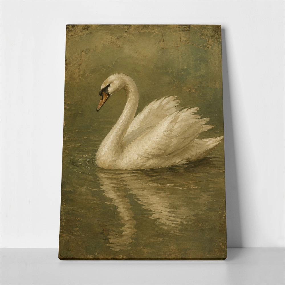 Πίνακας σε Καμβά VINTAGE DARK ACADEMIA SWAN 3