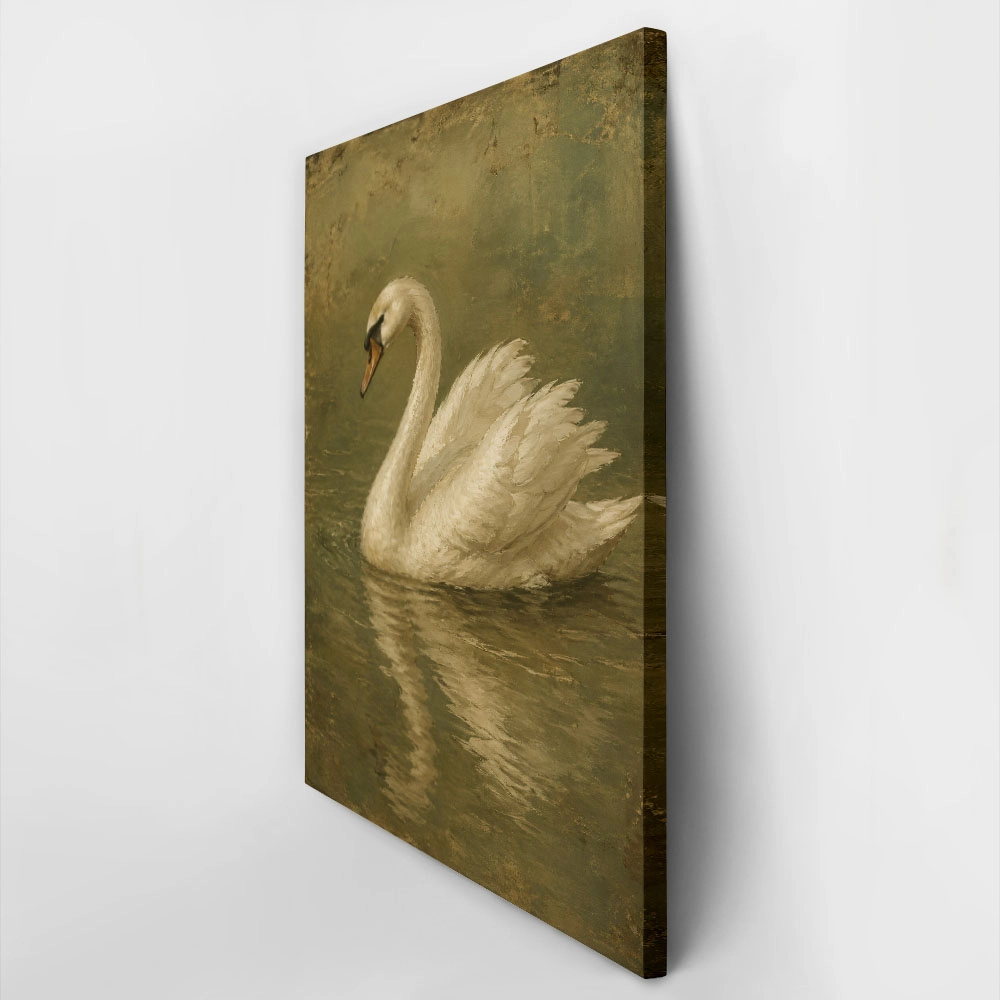 Πίνακας σε Καμβά VINTAGE DARK ACADEMIA SWAN 3