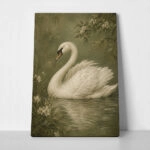 Πίνακας σε Καμβά VINTAGE DARK ACADEMIA SWAN 4