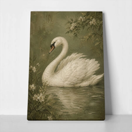 Πίνακας σε Καμβά VINTAGE DARK ACADEMIA SWAN 4