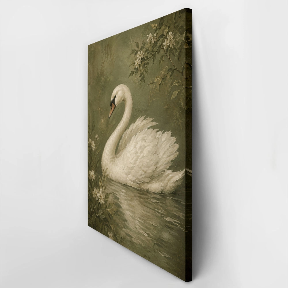 Πίνακας σε Καμβά VINTAGE DARK ACADEMIA SWAN 4