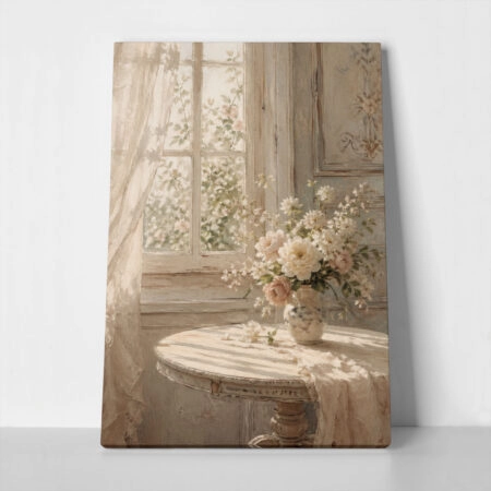 Πίνακας σε Καμβά VINTAGE DARK ACADEMIA VASE BY A WINDOW 2